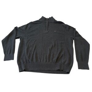Tommy Hilfiger Men's Charcoal Gray 1/4 Zip Sweater‎ Pullover XL Cotton Blend